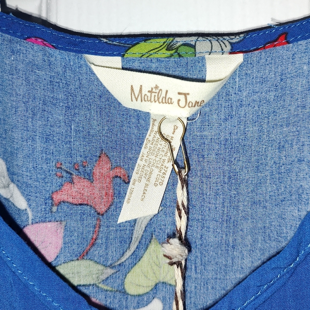 Matilda Jane Blue Floral Sundress with Pink & Green Accents And Pockets - Picture 4 of 5